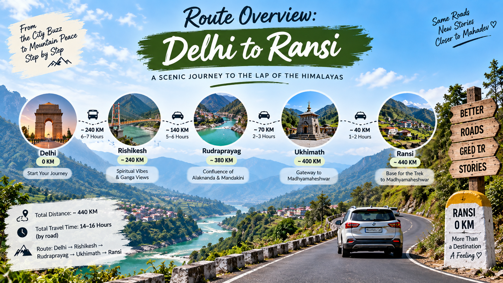 Highway route through Rishikesh and Rudraprayag towards Ukhimath