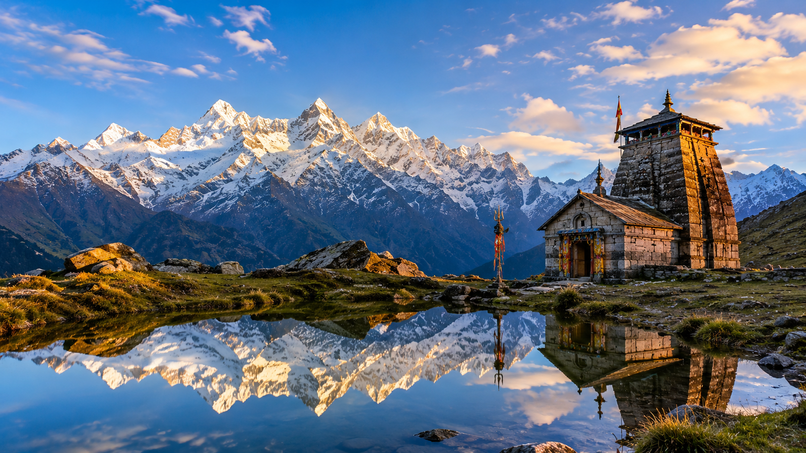 Madhyamaheshwar temple trek trail through Himalayan meadows, Uttarakhand